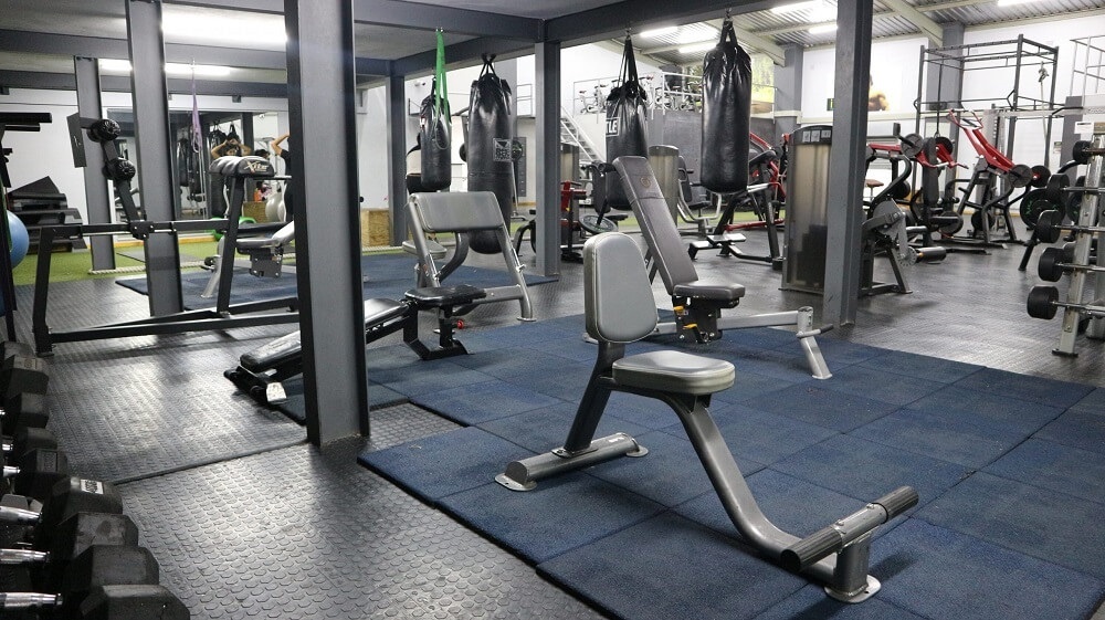 iMove Fitness with matted area and boxing equipment