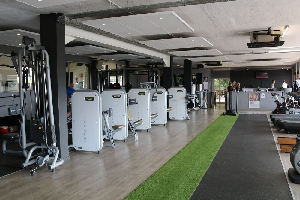 iMove Fitness entrance with workout equipment